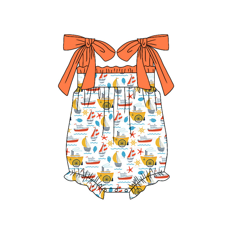 Baby Girls Ships Boats Summer Straps Rompers Preorder