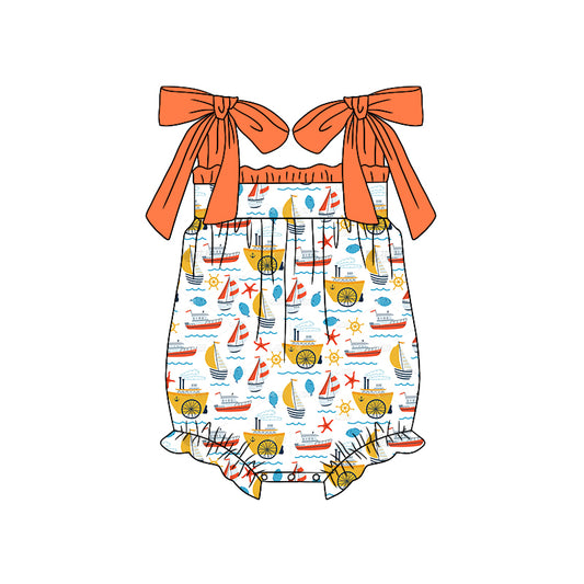 Baby Girls Ships Boats Summer Straps Rompers Preorder