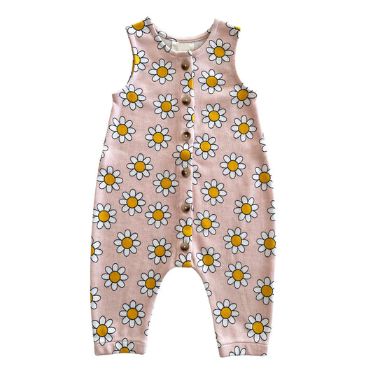 Baby Infant Girls Pink Daisy Flowers Sleeveless Rompers preorder