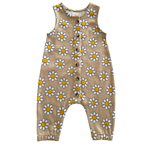 Baby Infant Girls Brown Daisy Flowers Sleeveless Rompers preorder