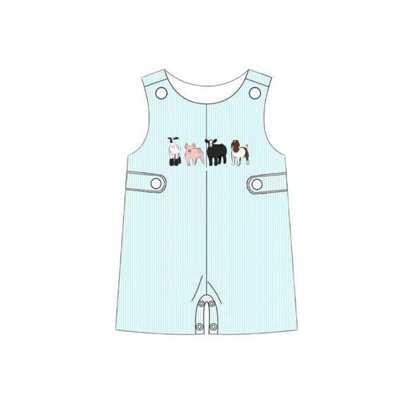 Baby Infant Boys Farm Cows Sleeveless Rompers preorder