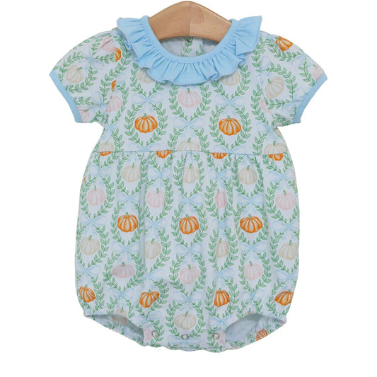 Baby Infant Girls Pumpkin Leaves Short Sleeve Rompers preorder