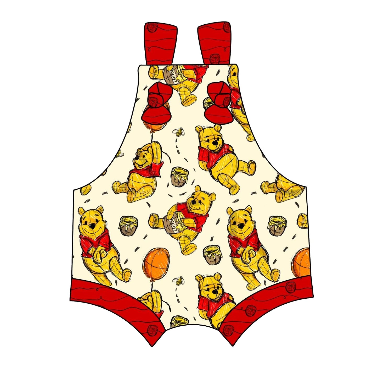 Baby Girls Bear Honey Bee Straps Rompers preorder