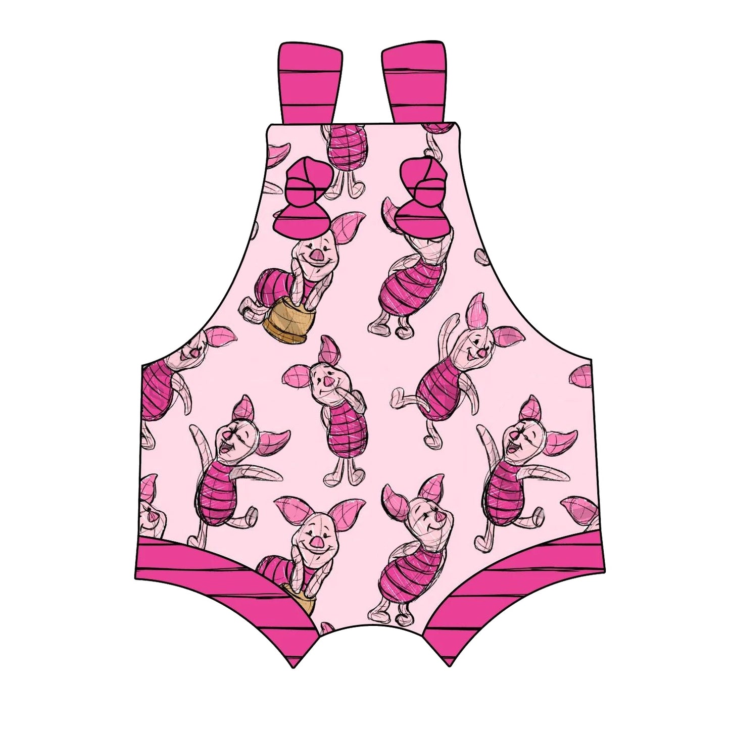 Baby Girls Pig Pink Straps Rompers preorder