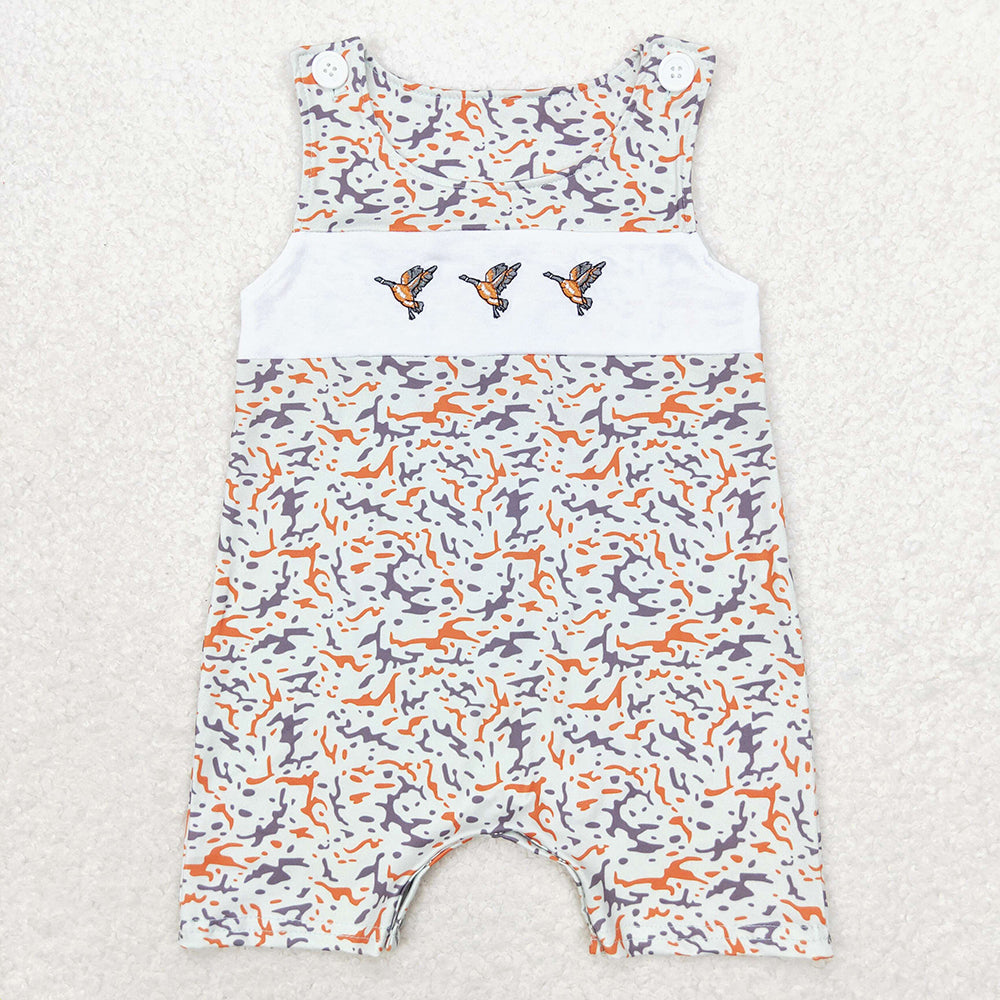 Sibling Baby Boys Girls Boys Ducks Embroidery Hunting Rompers