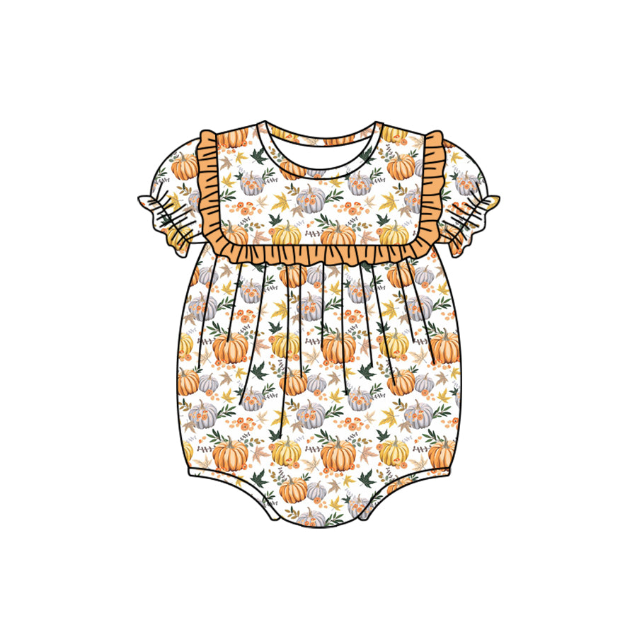 Baby Infant Girls Orange Pumpkin Flowers Rompers preorder