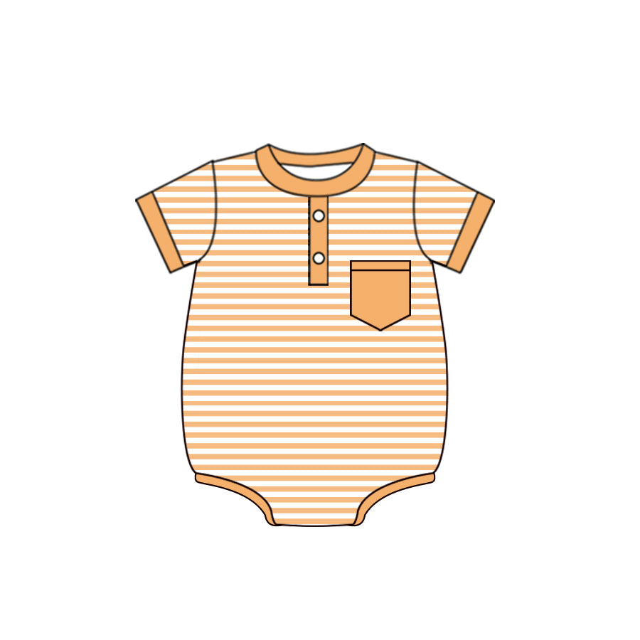 Baby Infant Boys Orange Stripes Pocket Rompers preorder