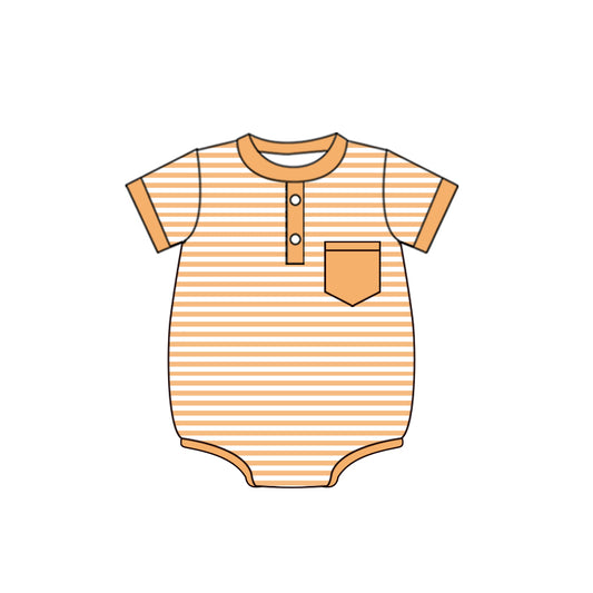 Baby Infant Boys Orange Stripes Pocket Rompers preorder