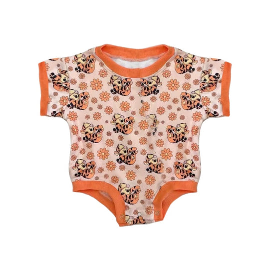 Baby Infant Girls Tigers Flowers Short Sleeve Rompers preorder