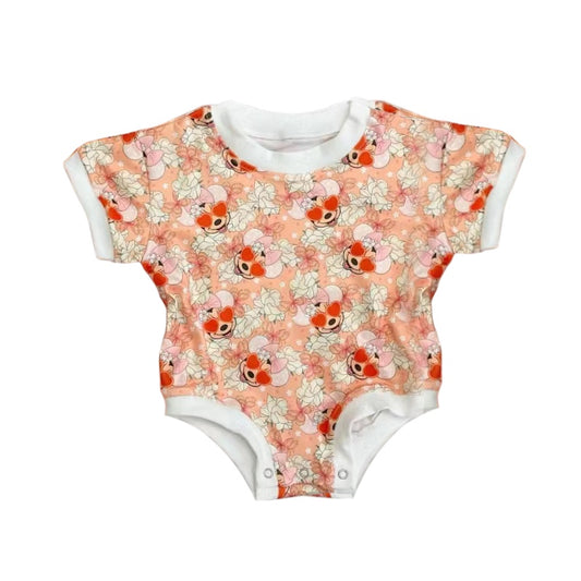 Baby Infant Girls Mouse Flowers Short Sleeve Rompers preorder