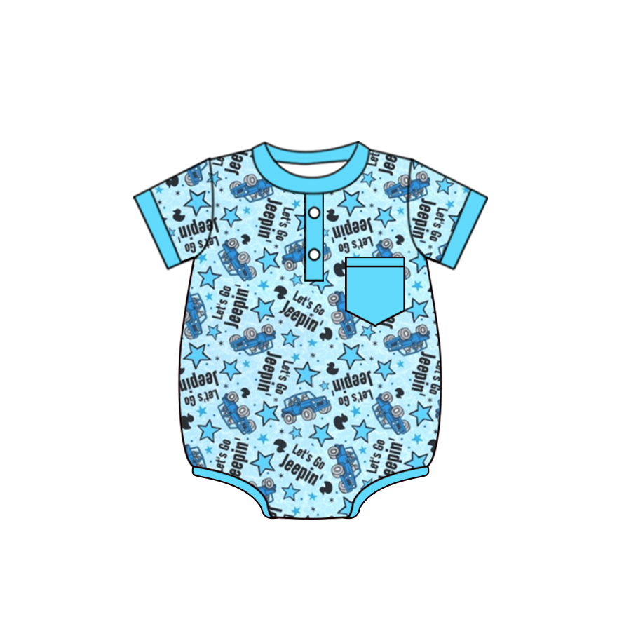 Baby Infant Boys Go Jeepin Pocket Short Sleeve Rompers preorder