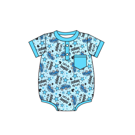 Baby Infant Boys Go Jeepin Pocket Short Sleeve Rompers preorder