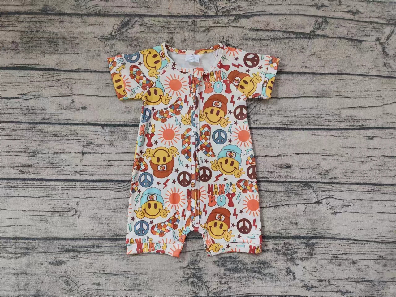 Baby Boys Mama's Boy Zip Short Sleeve Summer Rompers