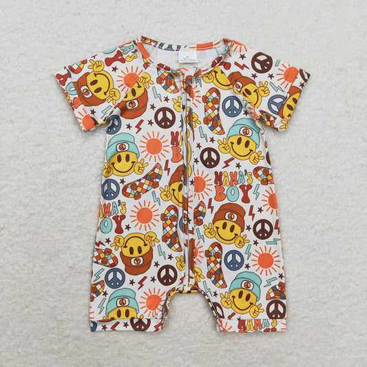 Baby Boys Mama's Boy Zip Short Sleeve Summer Rompers