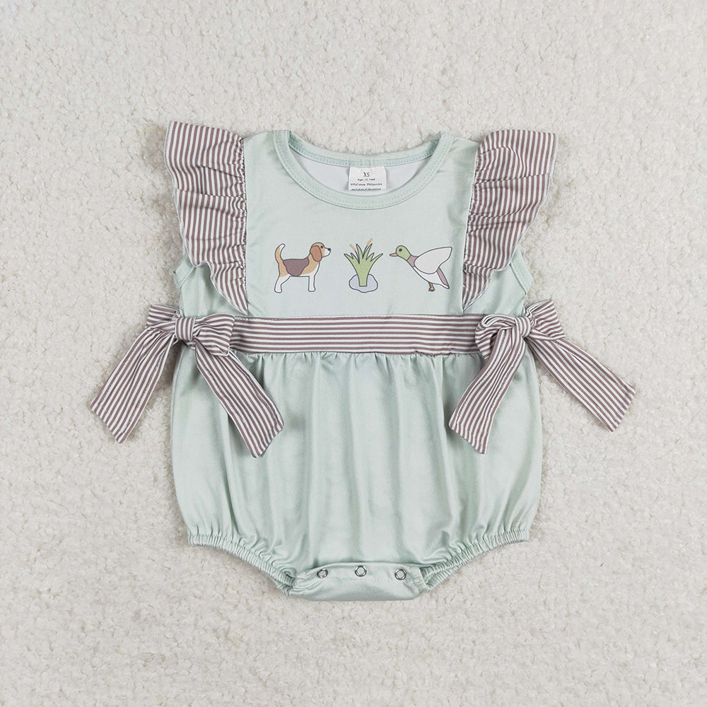 Baby Girls Dog Duck Hunting Sleeveless Rompers