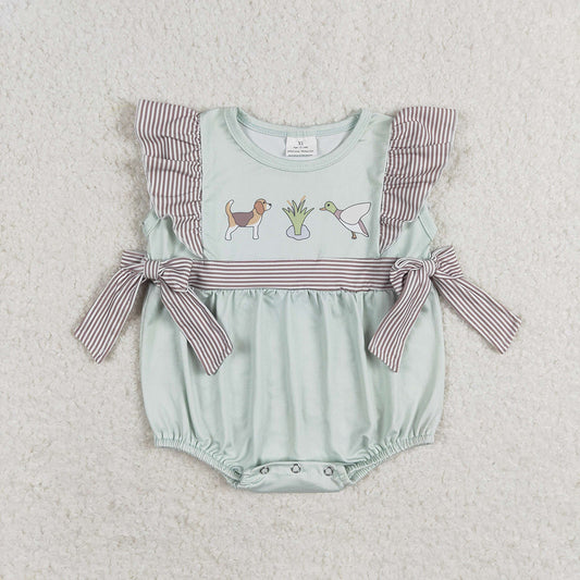 Baby Girls Dog Duck Hunting Sleeveless Rompers