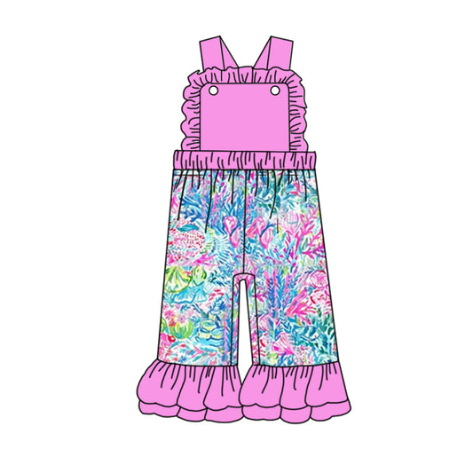 Baby Girls Bright Pink Seaweed Ruffle Pants Jumpsuits Preorder