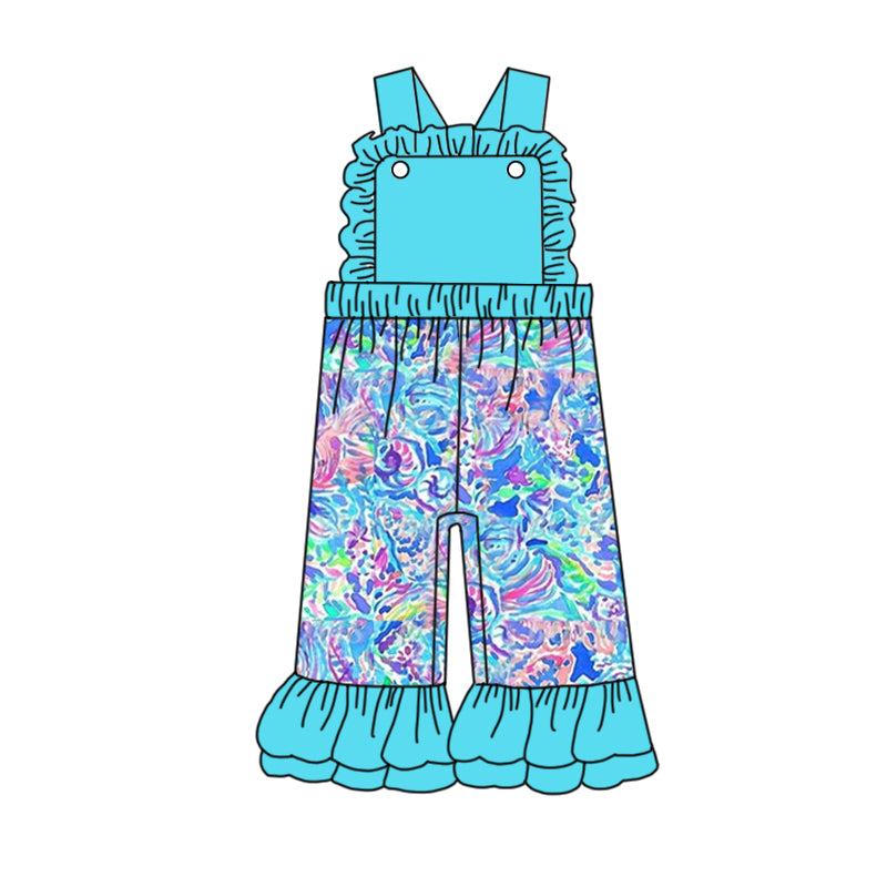 Baby Girls Turquoise Seaweed Ruffle Pants Jumpsuits Preorder