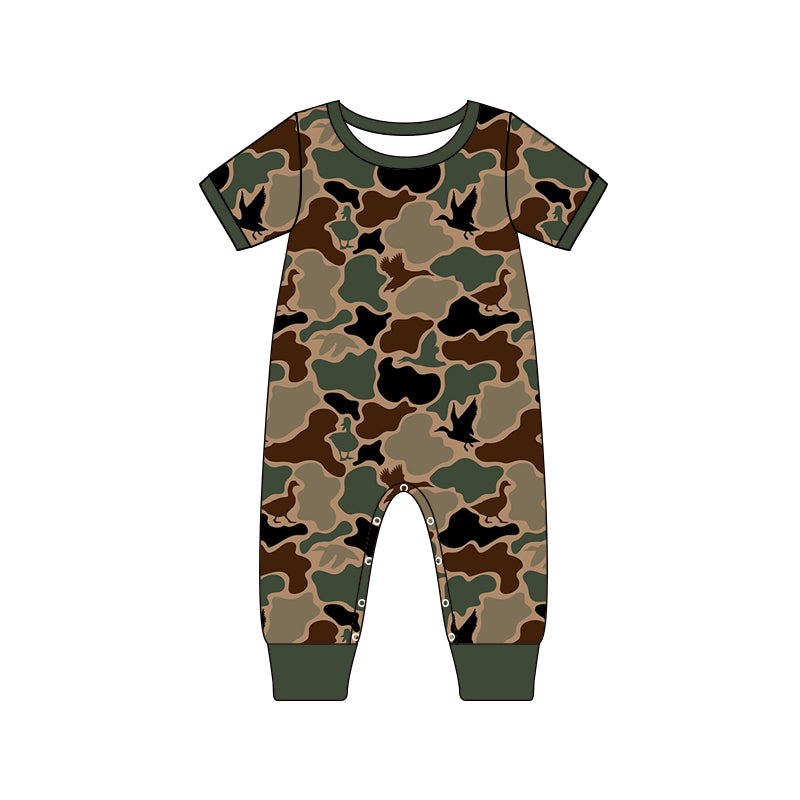 Baby Infant Boys Duck Green Camo Short Sleeve Rompers preorder