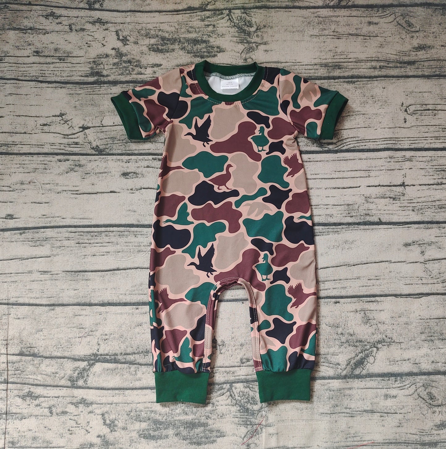 Baby Infant Boys Duck Green Camo Short Sleeve Rompers preorder