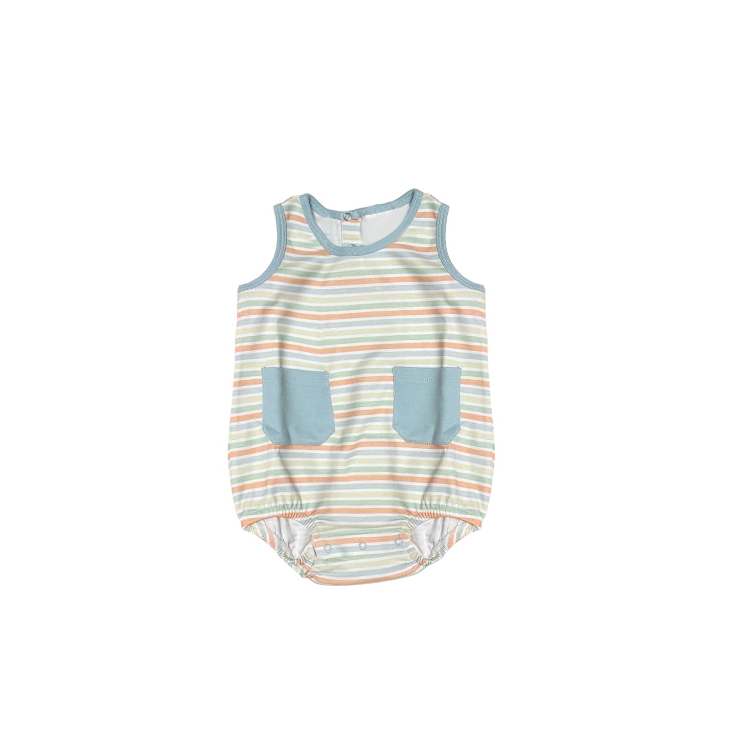 Baby Infant Boys Blue Stripes Pocket Rompers preorder