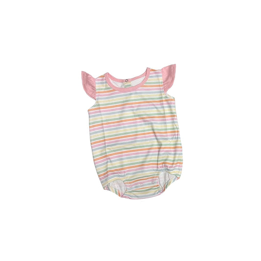 Baby Infant Girls Pink Stripes Flutter Sleeve Rompers preorder