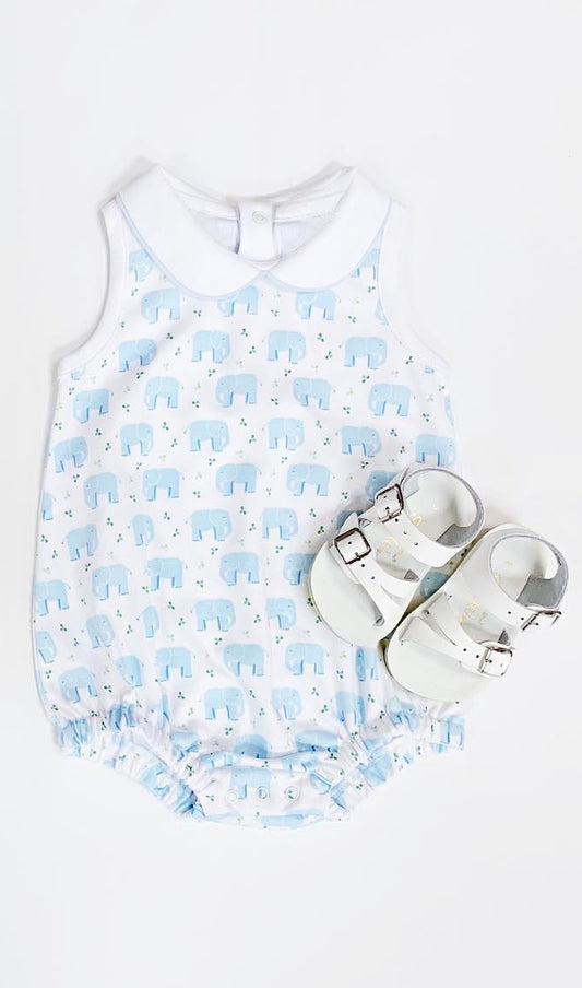 Baby Infant Boys Blue Elephant Sleeveless Rompers preorder
