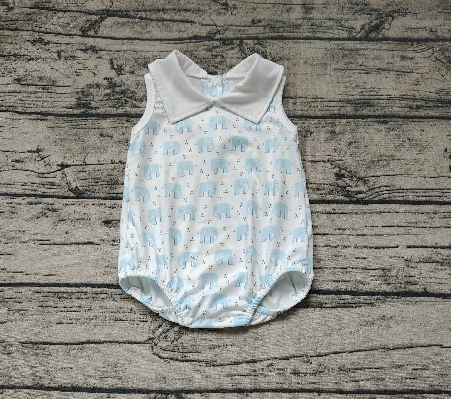 Baby Infant Boys Blue Elephant Sleeveless Rompers