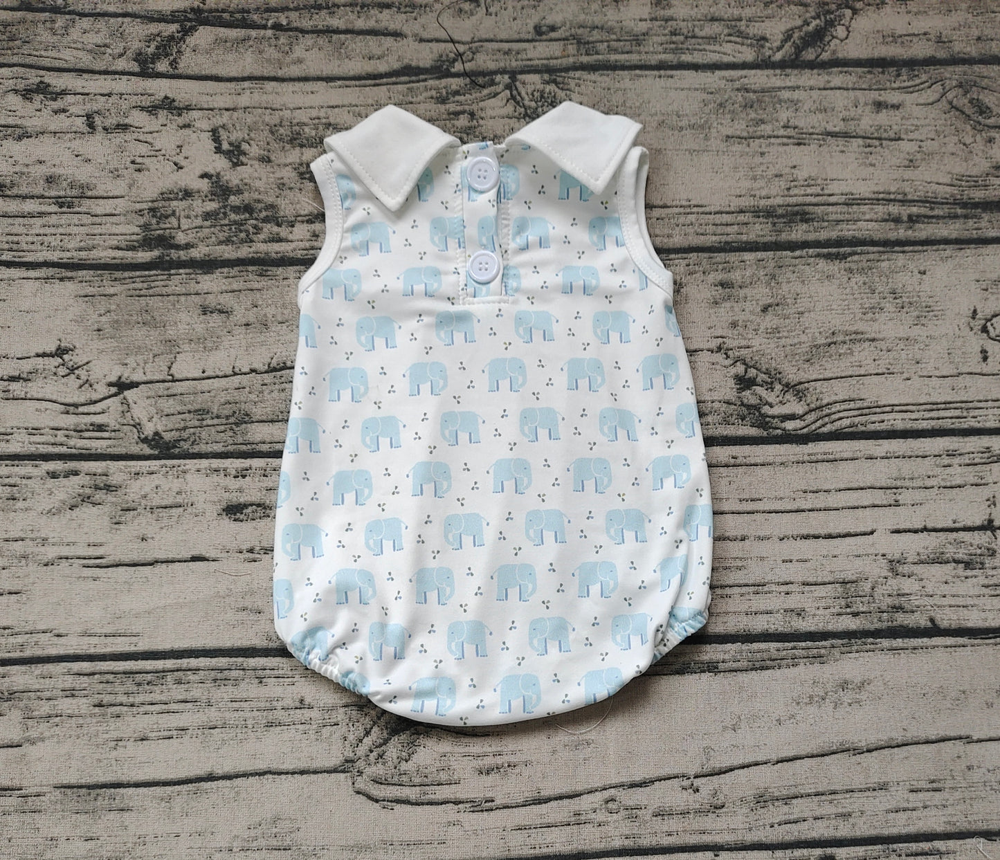 Baby Infant Boys Blue Elephant Sleeveless Rompers