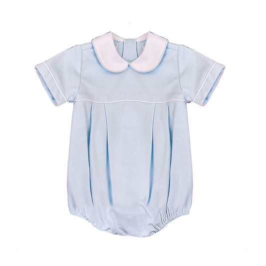 Baby Infant Boys Blue Collar Short Sleeve Rompers preorder