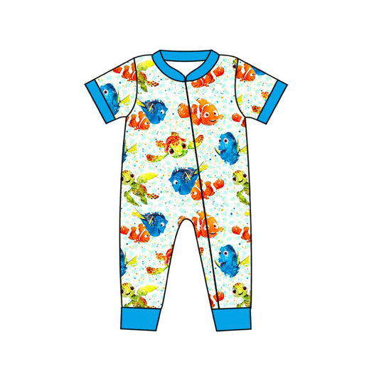 Baby Infant Boys Fish Turtle Rompers preorder