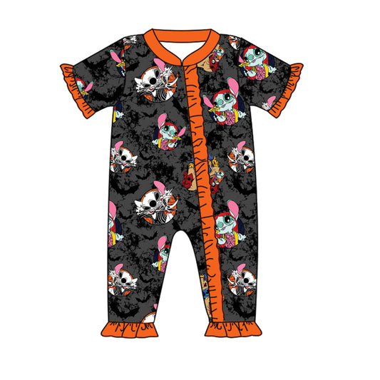Baby Infant Girls Halloween Mouse Ruffle Zip Rompers preorder
