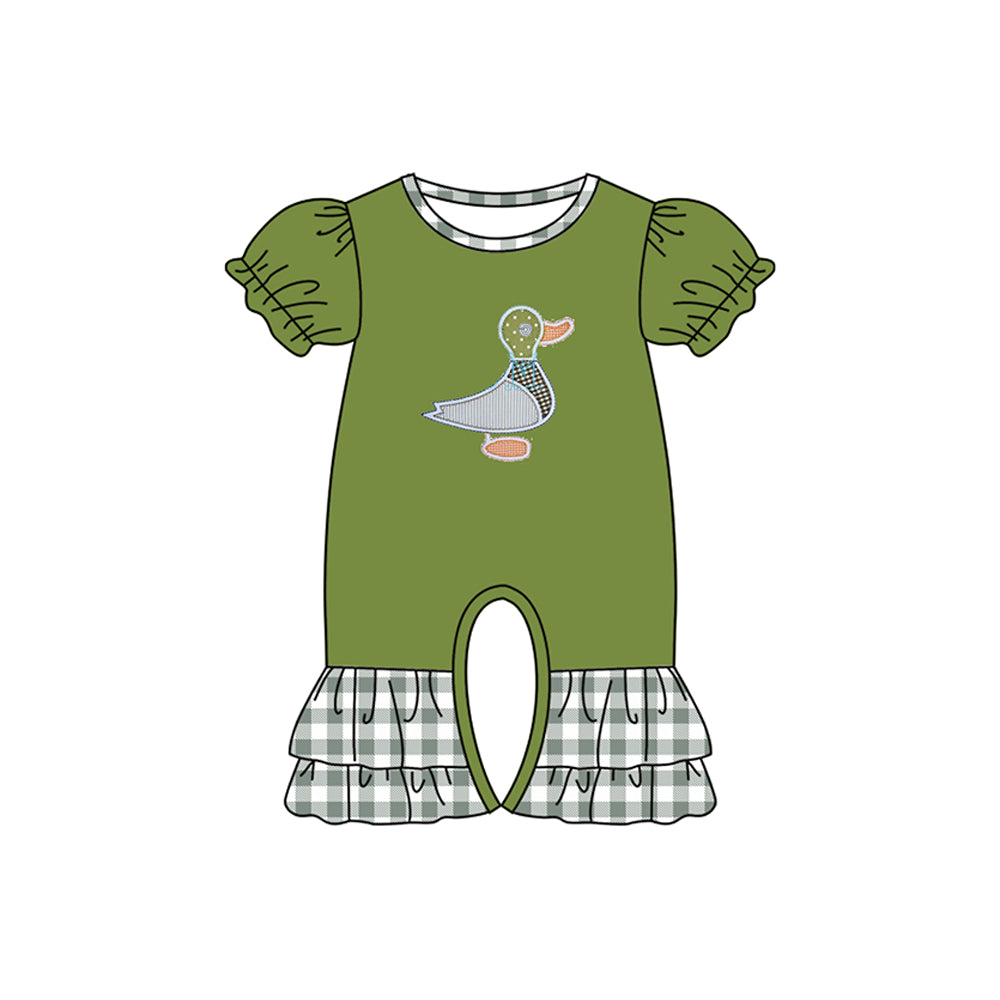 Baby Infant Girls Green Duck Short Sleeve Rompers preorder