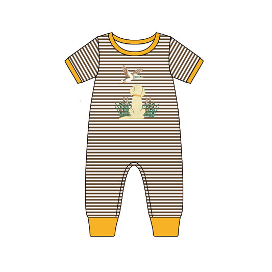 Baby Infant Toddler Boys Stripes Dog Duck Short Sleeve Rompers preorder