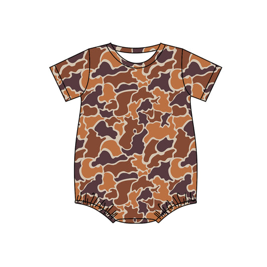 Baby Infant Toddler Boys Brown Camo Short Sleeve Rompers preorder