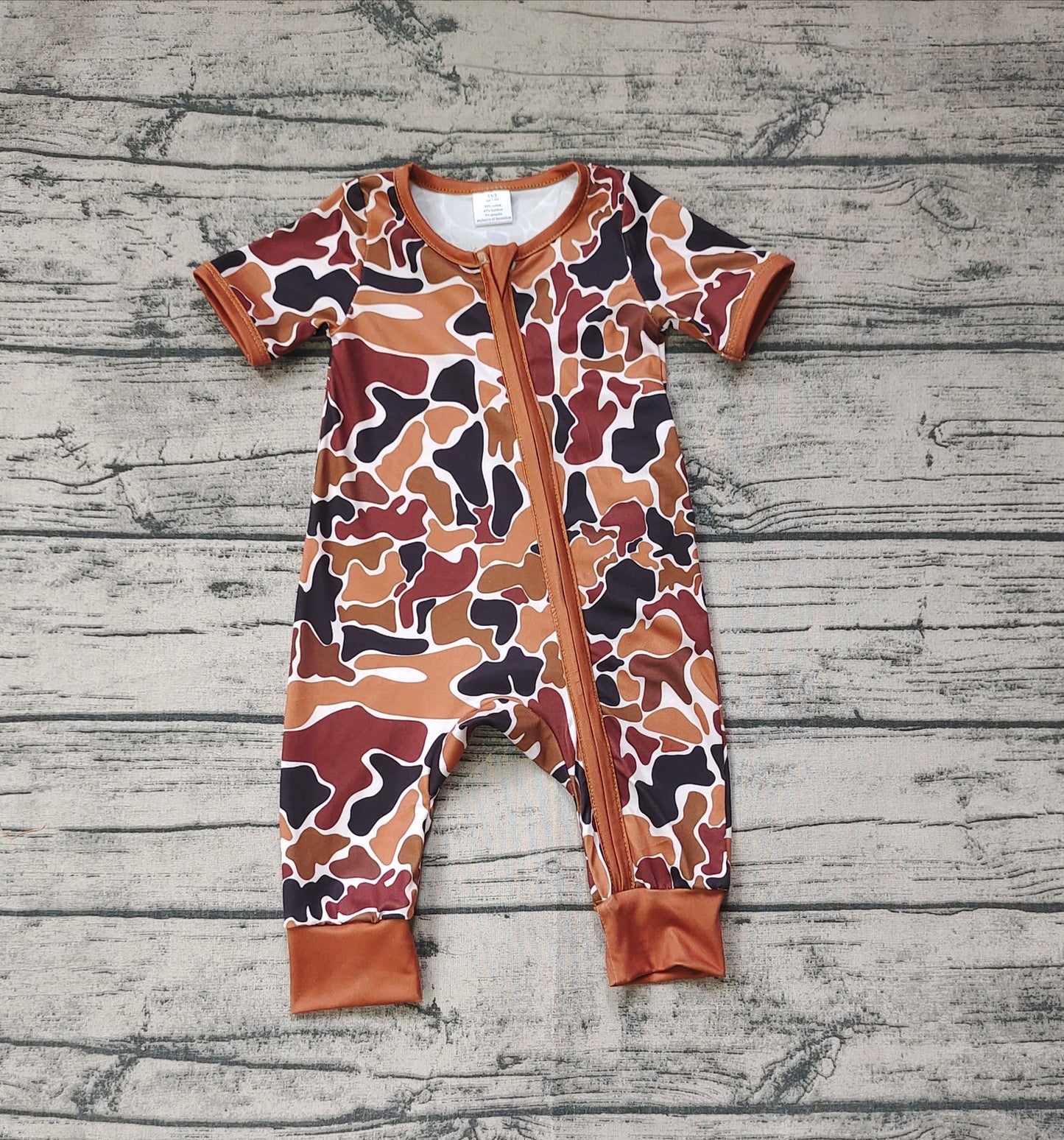 Baby Infant Boys Bright Camo Zip Bamboo Rompers