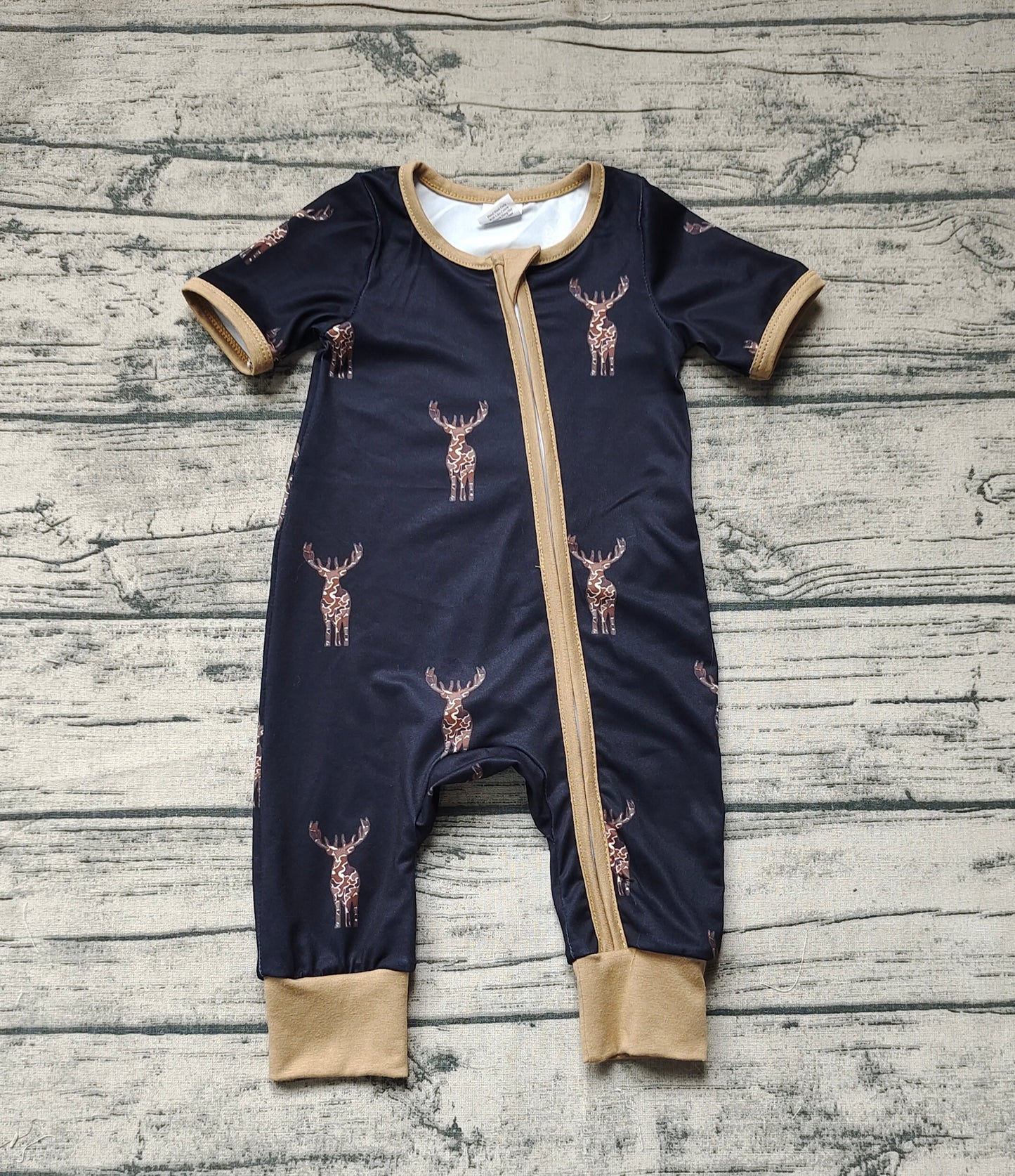 Baby Infant Boys Camo Deers Bamboo Zip Rompers