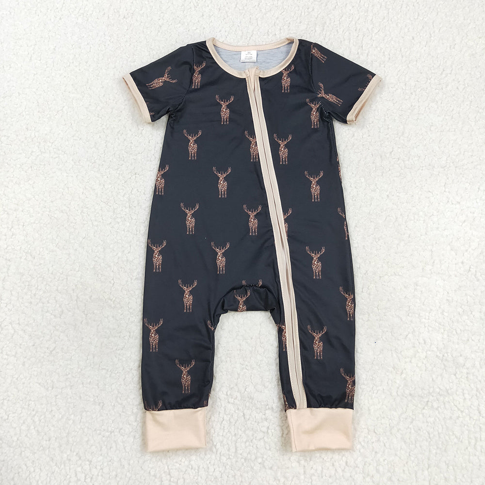 Baby Infant Boys Camo Deers Bamboo Zip Rompers