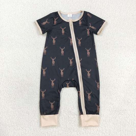 Baby Infant Boys Camo Deers Bamboo Zip Rompers