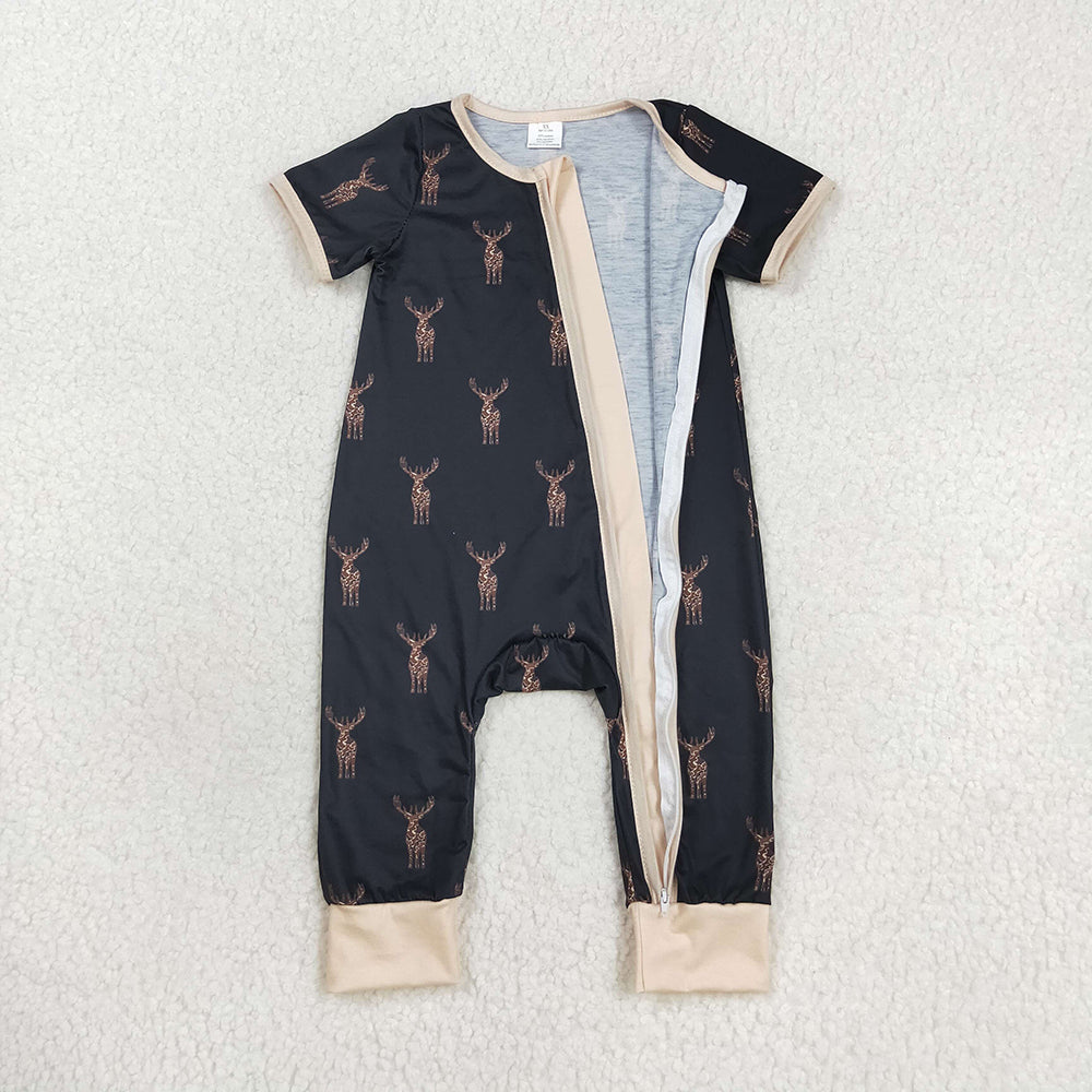 Baby Infant Boys Camo Deers Bamboo Zip Rompers