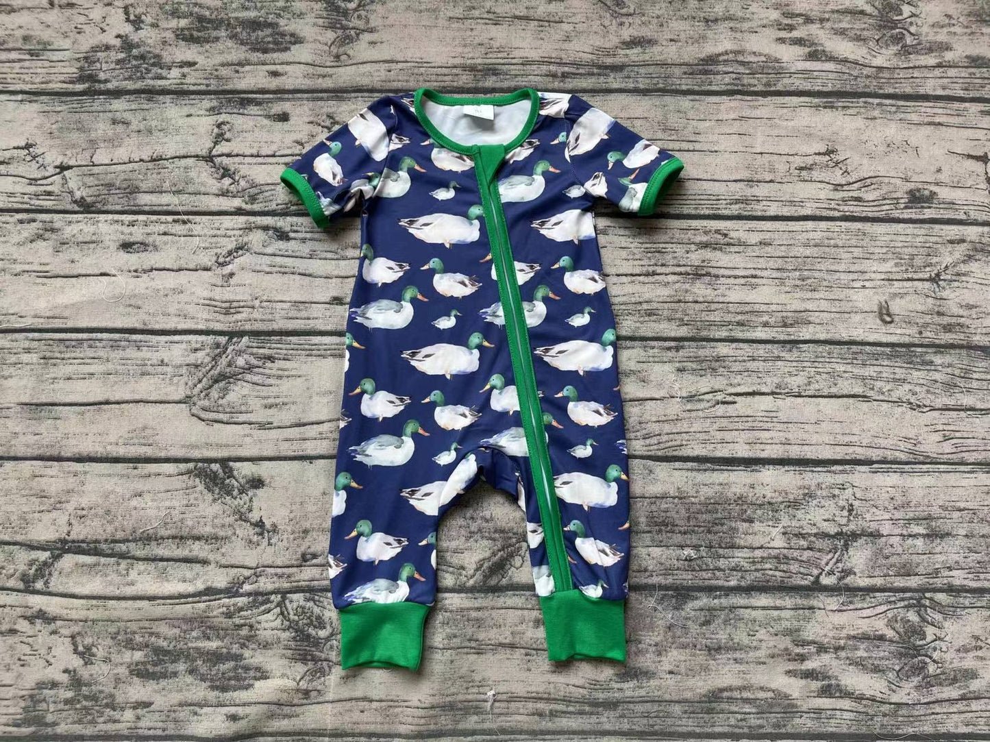 Baby Infant Boys Hunting Duck Zip Bamboo Rompers