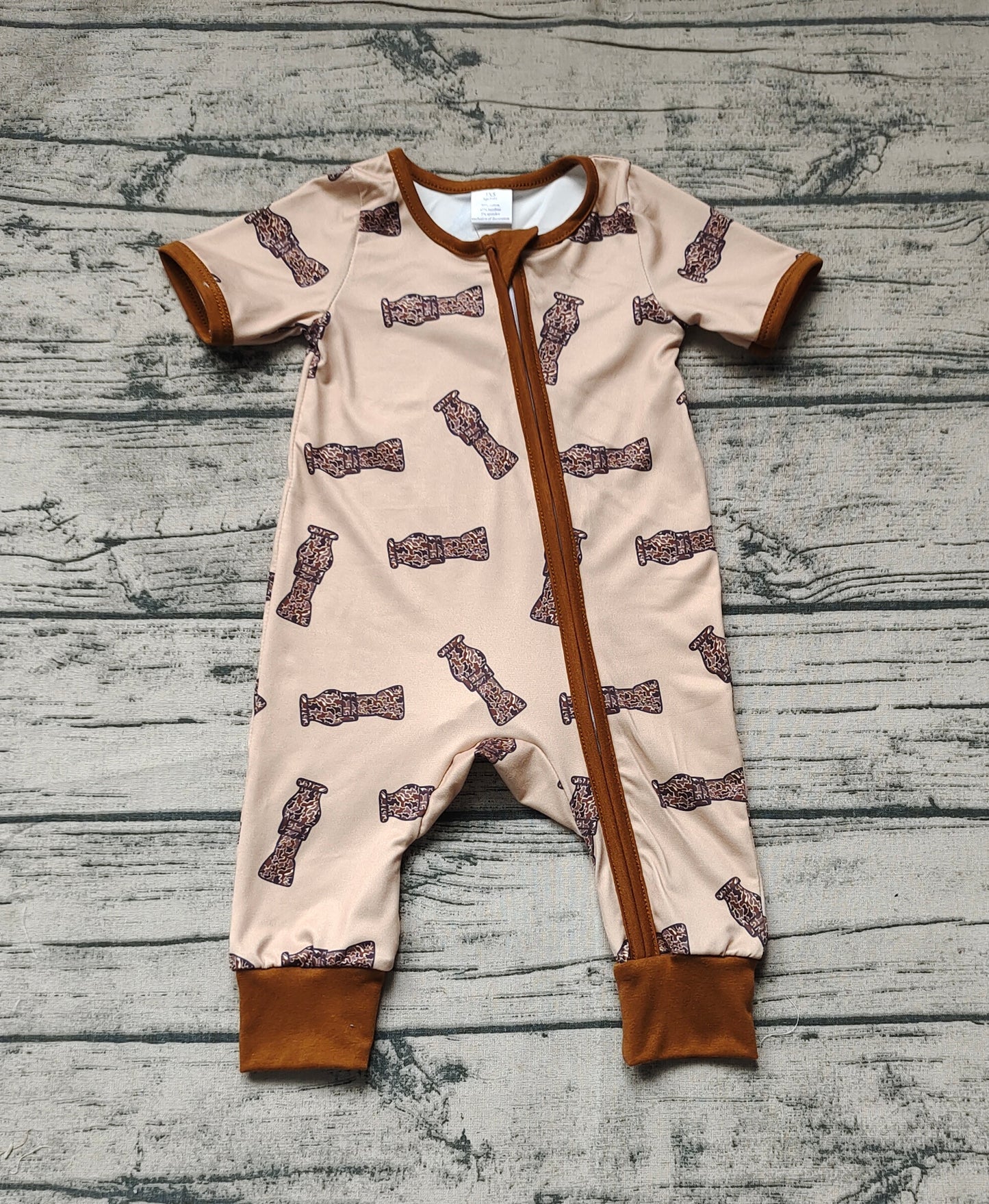 Baby Infant Boys Duck Call Camo Bamboo Zip Rompers