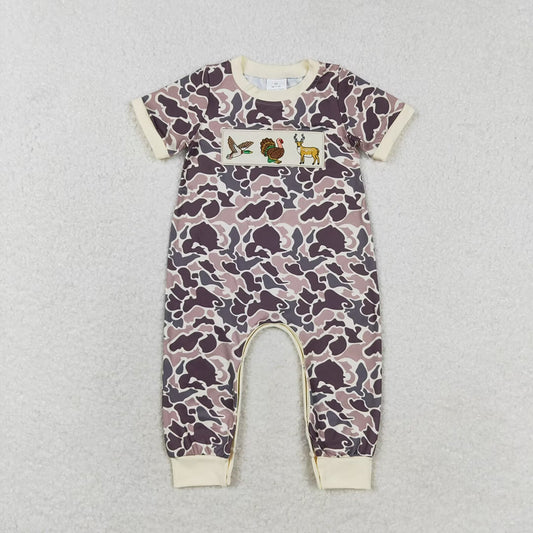 Baby Infant Boys Camo Duck Turkey Deer Buttons Rompers