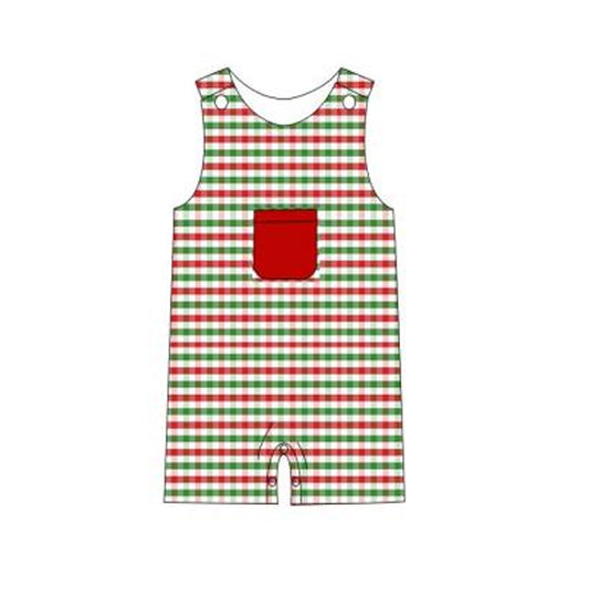 Baby Infant Boys Christmas Green Red Pocket Straps Rompers preorder