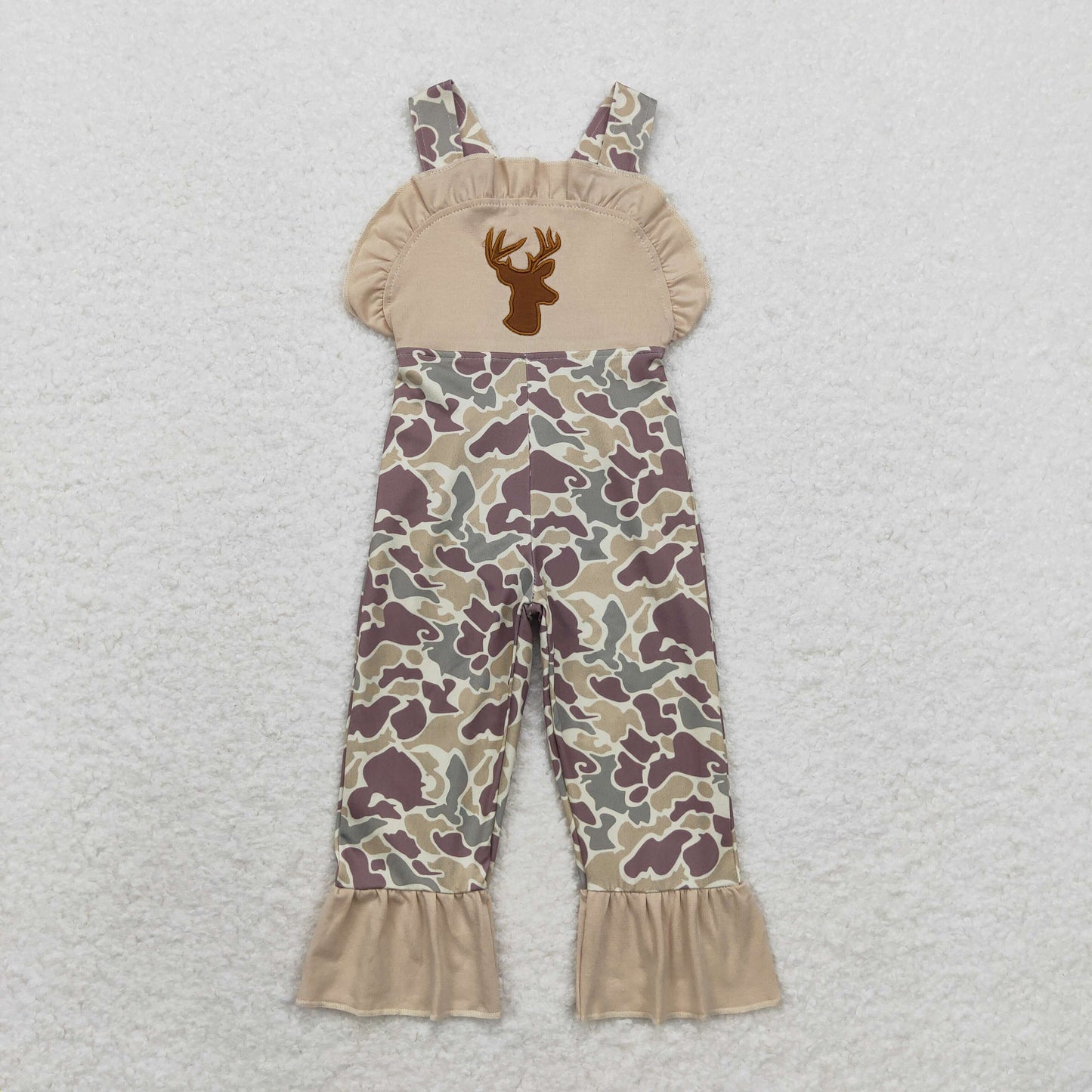 Sibling Girls Deer Ruffle Camo Pants Hunting Jumpsuits Rompers