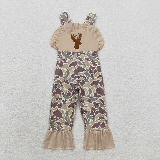 Baby Girls Deer Ruffle Camo Pants Hunting Jumpsuits Rompers