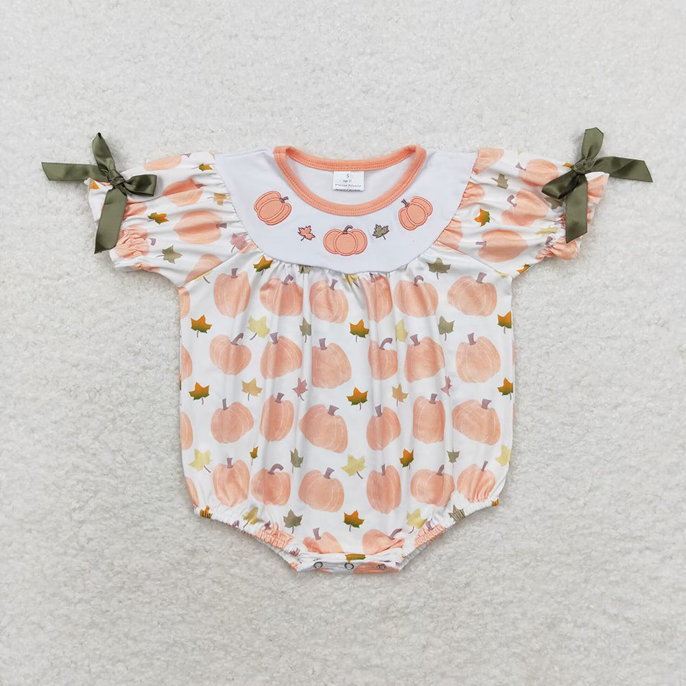 Baby Infant Girls Pumpkins Short Sleeve Rompers