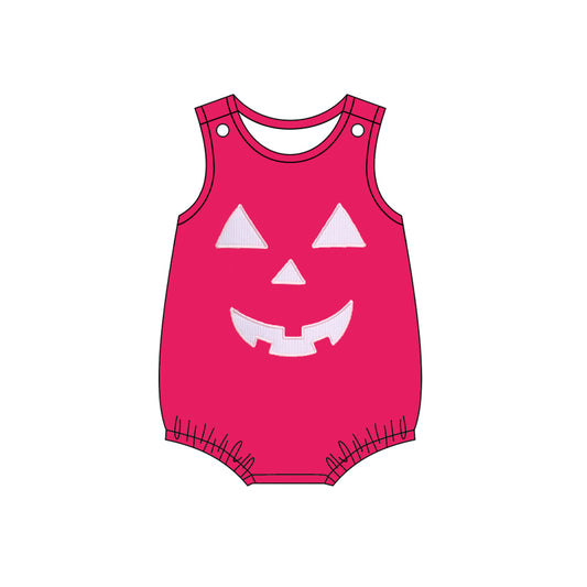Baby Infant Girls Pink Halloween Ghost Face Sleeveless Rompers preorder