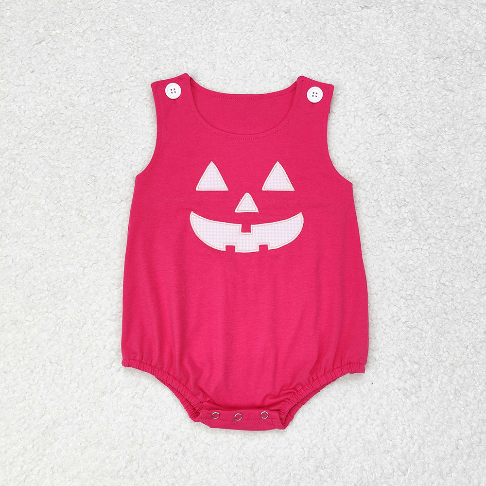 Baby Infant Girls Pink Halloween Ghost Face Sleeveless Rompers