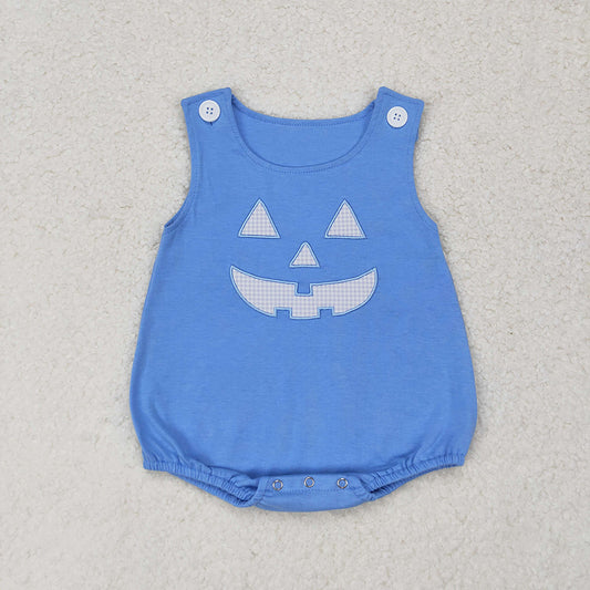 Baby Infant Blue Halloween Ghost Face Sleeveless Rompers